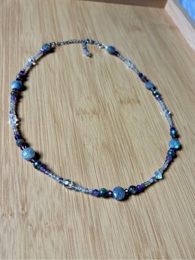 Labradorite gemstone necklace.